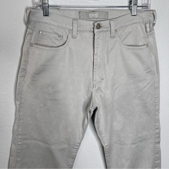 Versace Jeans Couture Pants Men 34 35 Gray Destroyed Bleach Splatter CL - Picture 2 of 12
